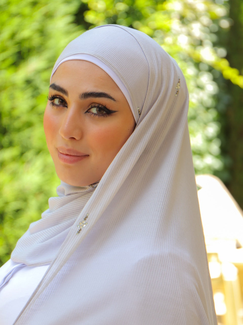 The Lined stylish hijab stitched with diamond strass